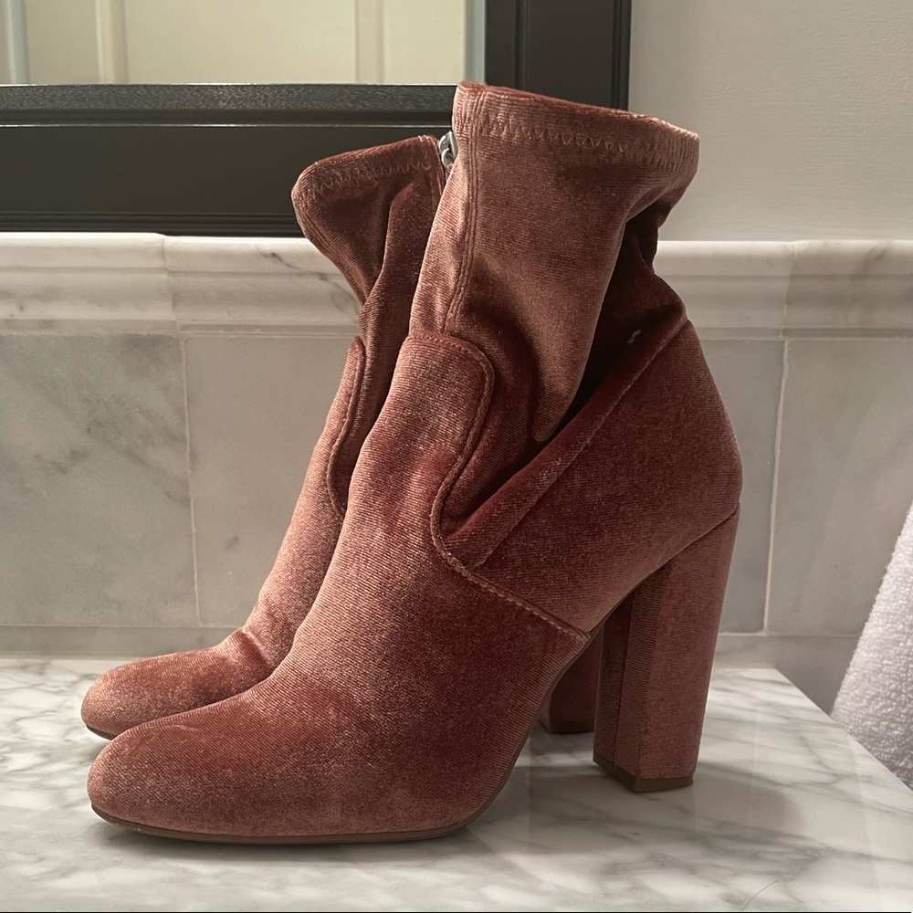 Steve Madden Blush Velvet Booties - worn once 7.5